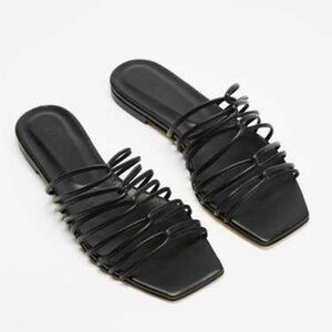 Aeyde Black Strappy Slide Sandals
